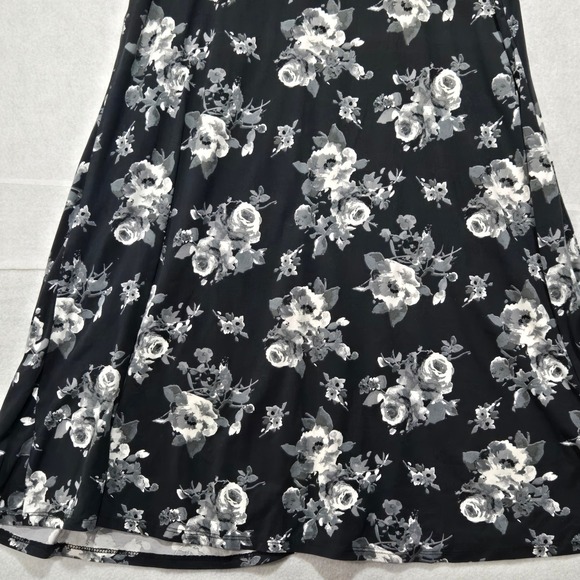 R#78 Jamie & Layla Black Floral Print Short Sleeve Swing Dress Women's Size L - Picture 3 of 6